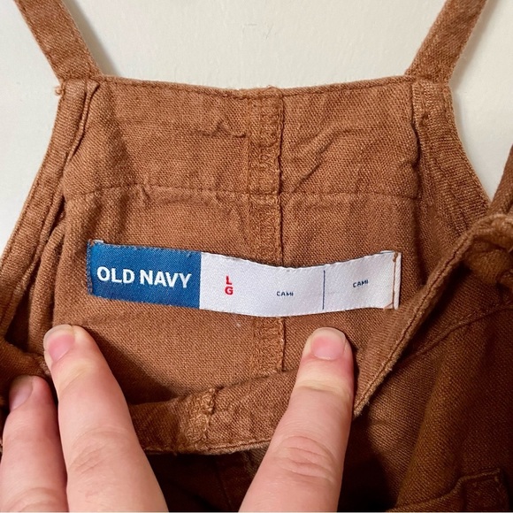 Old Navy Linen-Blend Utility Romper Light Brown Size Large - Picture 5 of 9